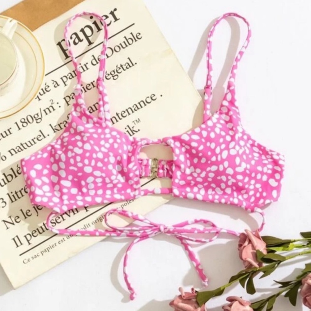 Pink Polka Dot Women's bikini top